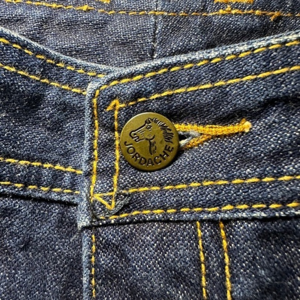 Vintage Jordache J9 Jeans Size 32L *27x26.5 Dark Wash Straight Leg Raw Hem 80s - Picture 6 of 17